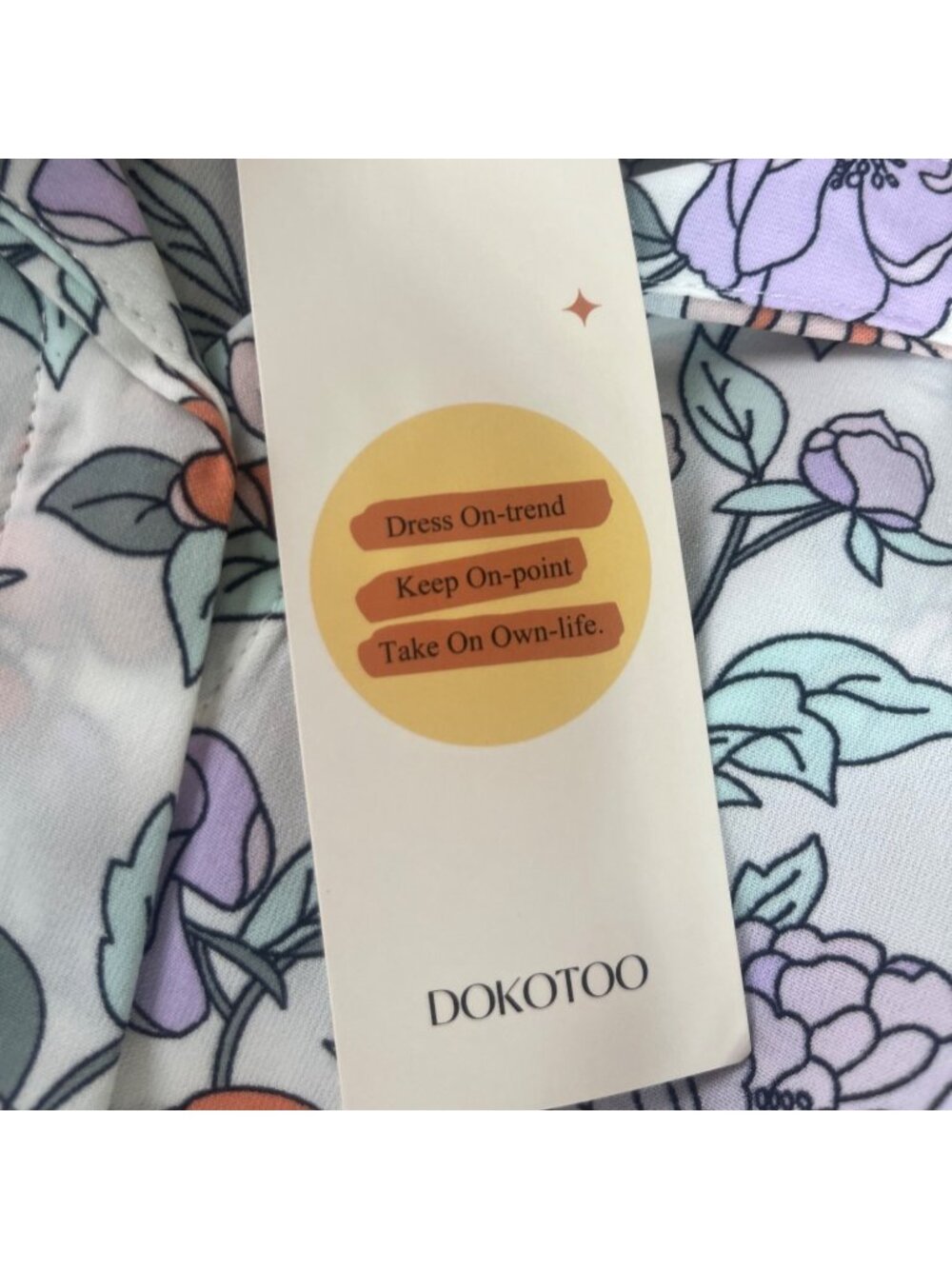 Dokotoo Floral Long Sleeve Maxi Dress Boho Large White Orange New - Picture 11 of 13